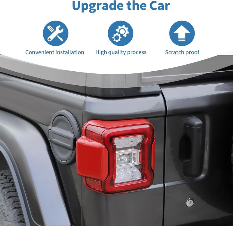 PDKLIN for Jeep JL Tail Light Cover Trim Panel for Jeep Wrangler JL JLU 2018-Present Red Exterior Accessories 6pcs - Image 5